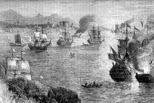 La sconfitta della flotta spagnola da parte del Capitano Morgan, 1660s c. 1880