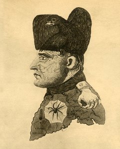 Caricatura di Napoleone, c1814, 1921 da Unbekannt