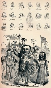 Caricature dei membri della Conferenza Nazionale a Francoforte e del Prussian Kreuz-Zeitung da Unbekannt
