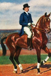 Carl von Langen della Germania sul suo cavallo Draufgänger da Unbekannt