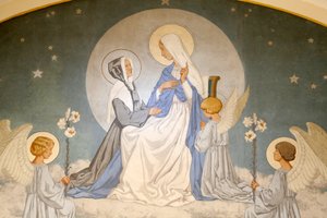 Caterina Labouré e la Vergine Maria. Affresco. Cappella della Madonna della Medaglia Miracolosa, Parigi da Unbekannt