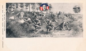 Carica dei Rough Riders sugli spagnoli in agguato, La Quasina, 24 giugno 1898 da Unbekannt