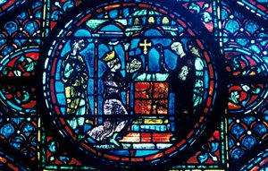 Carlo Magno dona reliquie alla Cappella di Aix, vetrata, Cattedrale di Chartres, Francia da Unbekannt