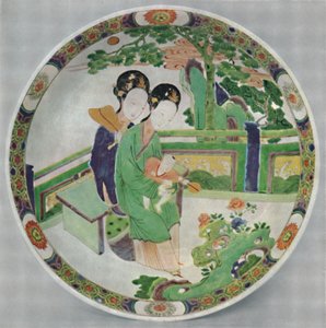 Piatto di porcellana cinese, Famiglia Verde. Periodo di Kang Hsi, 1662-1722, 1928