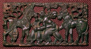 Placca di bronzo cinese di uomini che lottano, V secolo a.C. da Unbekannt