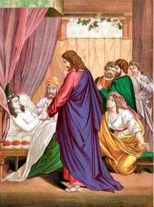 Cristo risuscita la figlia di Giairo, governatore della Sinagoga, dalla morte, metà XIX secolo da Unbekannt