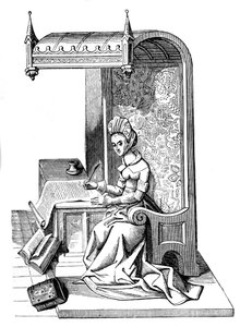 Christine de Pizan 1364-1430, scrittrice medievale, retorica e critica, XV secolo, 1870 da Unbekannt