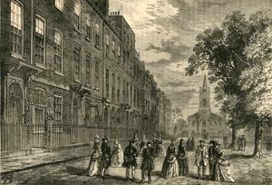 Church Row, Hampstead, nel 1750, c1876 da Unbekannt