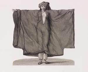 Illustrazione ravvicinata di una donna in un vestito di seta rossa da Unbekannt