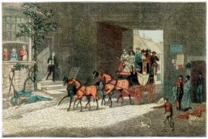 Carrozza che arriva nel cortile di una locanda, 1890 da Unbekannt
