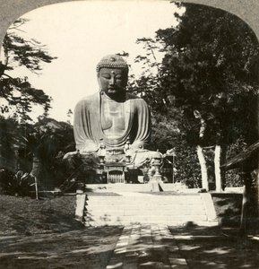 Statua colossale di Buddha, venerata dai giapponesi, in un tempio silvano, Kamakura, Giappone, c1900 da Unbekannt