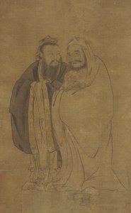 Confucio e Buddha che cullano un Qilin