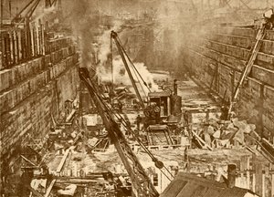 Costruzione di un bacino di carenaggio a Swansea, c1930 da Unbekannt