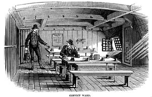 Reparto dei detenuti a bordo della nave prigione Warrior a Woolwich, Londra, 1848 da Unbekannt