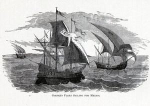 La Flotta di Cortez in Navigazione verso il Messico, 1882 da Unbekannt