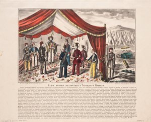 Cosacchi in visita al Mushir turco dopo la Battaglia di Kurekdere, 1855 da Unbekannt