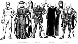 Costumi di uomini e donne indossati nel periodo in cui regnava Enrico V, c1934 da Unbekannt