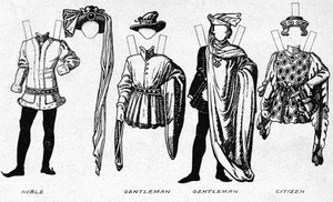 Costumi di uomini e donne nel periodo del regno di Enrico V