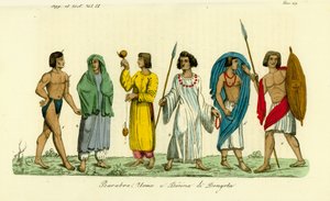 Costumi di uomini e donne del popolo nubiano (Barabra) di Dongola (Dunqulah)