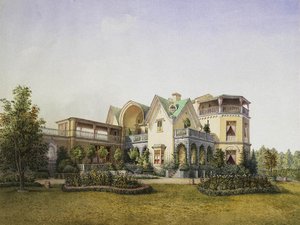 Palazzo del Cottage nel Parco di Alessandria a Peterhof, 1847 da Unbekannt