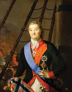 Conte Alexey Grigoryevich Orlov nella battaglia di Chesma, XIX secolo da Unbekannt
