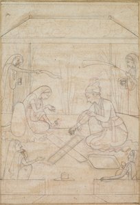 Coppia che gioca a Chaupar su una terrazza, c. 1790-1800 da Unbekannt