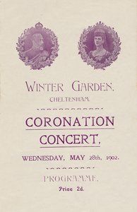 Copertina del programma per un concerto di incoronazione al Winter Garden, Cheltenham, 1902 da Unbekannt