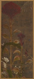 Cresti di gallo, mais e convolvoli, periodo Momoyama, 1568-1615 da Unbekannt