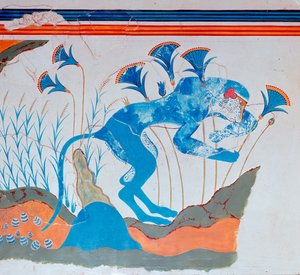 Affresco cretese di una scimmia e papiro da Unbekannt