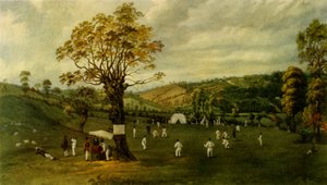 Partita di cricket tra Nottingham e Leicester, c.1829, 1947 da Unbekannt