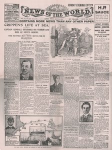 La vita di Crippen in mare, prima pagina del News of the World, 31 luglio 1910 da Unbekannt