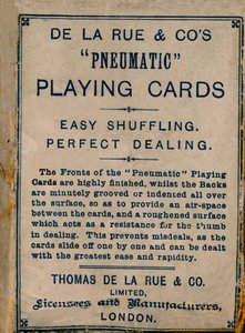 Carte da gioco pneumatiche De La Rue & Co, copertina, 1925 da Unbekannt