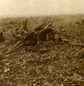 Soldato morto sulla Collina 304, dopo la battaglia di Verdun, Francia settentrionale, 1916