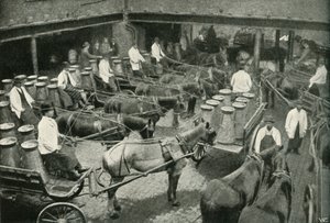 Furgoni di consegna in partenza dal deposito centrale di Messrs, Freeth e Pococks a Vauxhall, 1902 da Unbekannt
