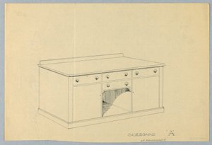 Design per credenza A di mogano, 1900-05 da Unbekannt