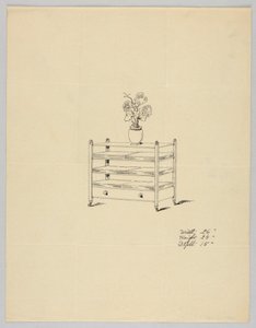Design per tavolo a tre livelli con vaso e fiori, 1900-05 da Unbekannt