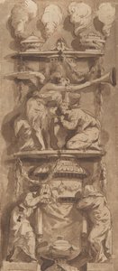 Progetto per un monumento funebre o epitaffio con figure in lutto, XVIII secolo da Unbekannt