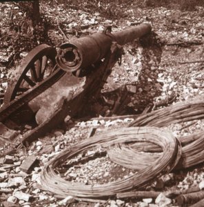 Cannone distrutto, c1917-c1918