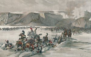 Distruzione dei russi in ritirata al lago Satschan, 1805, 1896 da Unbekannt