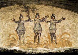 Dettaglio di un affresco dalle Catacombe di Priscilla, 2° o 3° secolo d.C. da Unbekannt