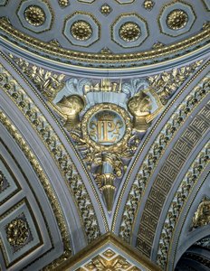 (dettaglio) di un pennacchio in una cupola, Galerie des Batailles, Château de Versailles, Francia