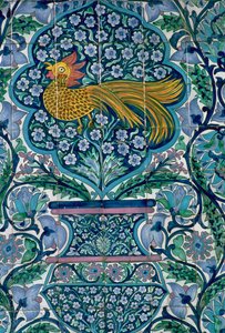 Dettaglio di un disegno su piastrella a Nabeul, Tunisia