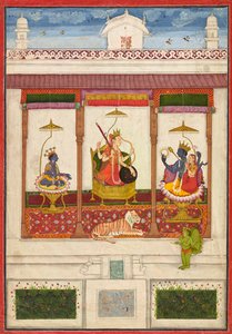 Devi con Krishna e Vishnu in un Palazzo, ca. 1645-1655 da Unbekannt