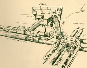 Diagramma della nuova stazione della metropolitana a Oxford Circus, 1930 da Unbekannt