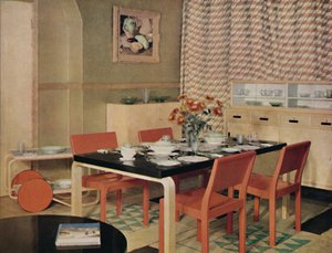 Sala da Pranzo con Mobili Finlandesi, 1938 da Unbekannt