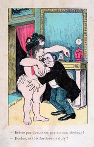 Dottore, è per amore o per dovere, cartolina francese vintage, c1900 da Unbekannt