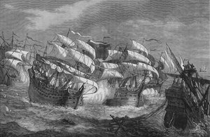 Drake che attacca la nave del tesoro spagnola, c1578, c1880 da Unbekannt