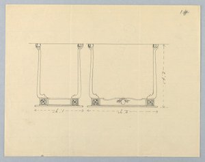 Disegno, Progetto per piccolo tavolo rettangolare con motivi a rosetta da Unbekannt