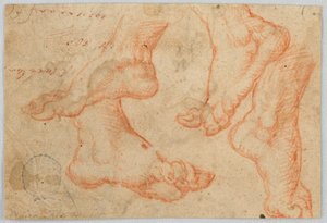 Disegno, Quattro Studi di un Piede da Unbekannt