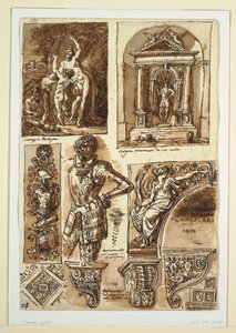 Disegno, Fogli di Studi dopo Monumenti Bolognesi, 1811-14 da Unbekannt